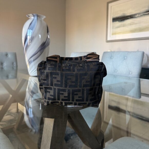 FENDI ZUCCA CANVAS Vintage 1925 Cosmetic Pouch Brown - Picture 2 of 11